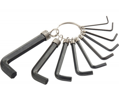 Набор ключей имбусовых HEX, 1,5–10 мм, CrV, 10 шт.,оксидированные, на кольце Sparta 112665 в Алматы