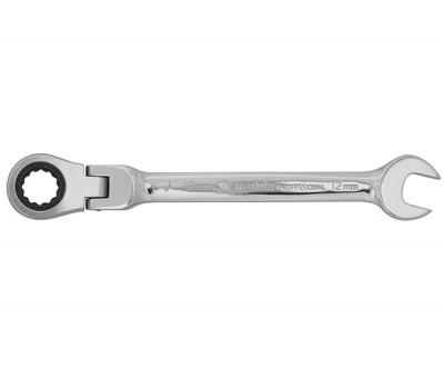 Ключ комбинированный трещоточный 10 мм, CrV, шарнирный, зеркальный хром Professional 14862 в Алматы