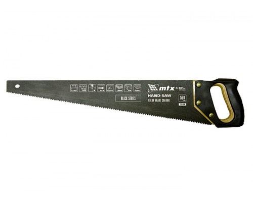 Ножовка по дереву, 450 мм, 7-8 TPI, зуб-3D, каленный зуб, тефлоновое покрытие, деревянная рукоятка. MATRIX 23578