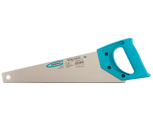 Ножовка для работы с ламинатом "PIRANHA", 360 мм, 15-16 TPI, зуб-2D, каленый зуб, пластиковая рукоятка GROSS 24121