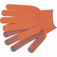 Перчатки нейлон, ПВХ точка, 13 класс, оранжевые, XL
