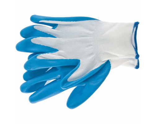 Перчатка с синим нитрильным покрытием, стойкая к маслу и бензину, L, 15 класс вязки Сибртех