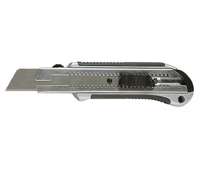 Нож, 25 мм, выдвижное лезвие, усиленная метал. направляющая, метал. обрезин. ручка Matrix Master 78959 в Алматы