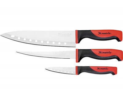 Набор ножей поварских "SILVER TEFLON", тефлоновое покрытие, 200 мм, 160 мм, 80 мм, 3 шт. Matrix Kitchen 79148 в Алматы