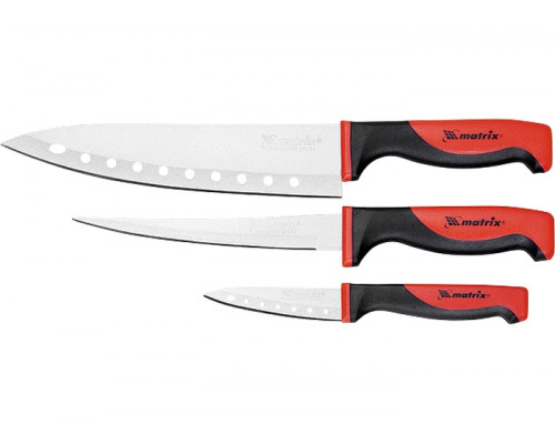 Набор ножей поварских "SILVER TEFLON", тефлоновое покрытие, 200 мм, 160 мм, 80 мм, 3 шт. Matrix Kitchen 79148