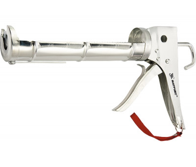 Пистолет для герметика, 310 мл, "полуоткрытый", хромир., зубчатый шток 7 мм Matrix 88640 в Алматы