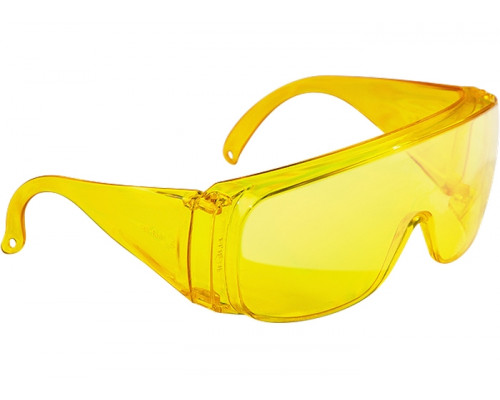 Очки защитные открытого типа, желтые, ударопрочный поликарбонат СибрТех 89157