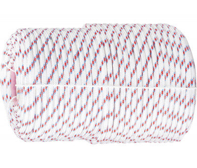 Фал плетёный полипр. 16-прядный с полипр. серд. 6 мм, бухта 100 м, 320 кгс СибрТех 93965 в Алматы