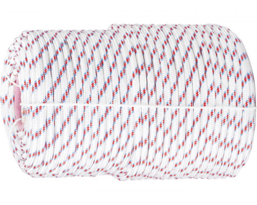 Фал плетёный полипр. 16-прядный с полипр. серд. 6 мм, бухта 100 м, 320 кгс СибрТех 93965