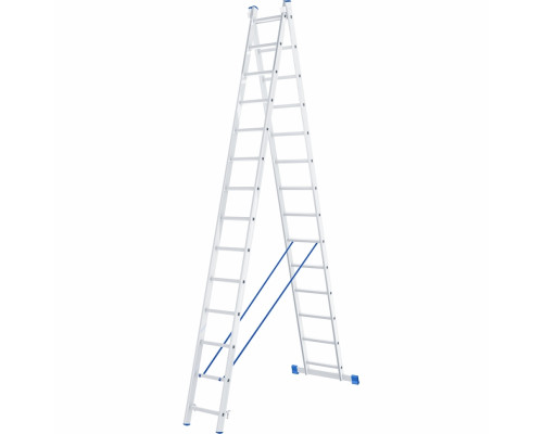 Лестница, 2 х 14 ступеней, алюминиевая, двухсекционная СибрТех